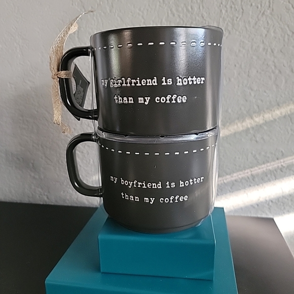 Black Coffee Mugs with White Text - Picture 4 of 5